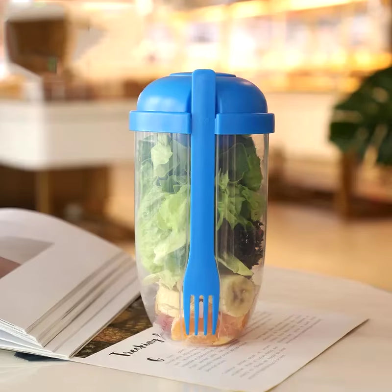 Portable Salad Cup with Fork and Lid Convenient Breakfast Shaker Bottles for Girls and Students Fruit Fat Loss Cup