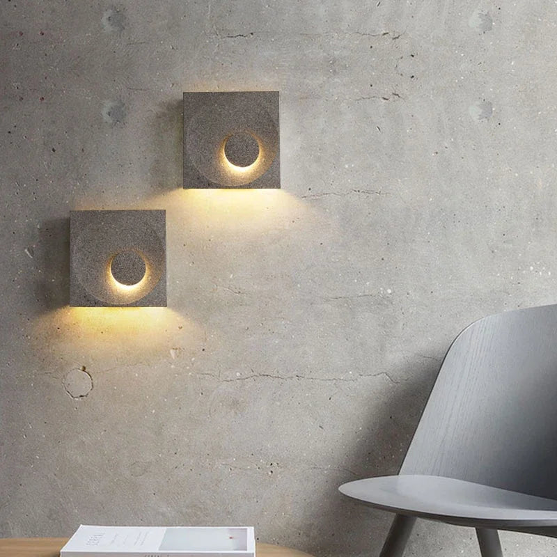 Modern Cement Wall Lamp Creative Art Simple Square LED Wall Lamp for Living Room Aisle Staircase Bedroom Wall Lamp